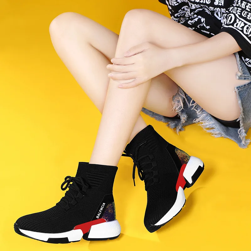 

Dad Shoes Women's 2020 New Style Network Red Fire Intellectual Smoked Trendy Shoes Elasticity Socks Shoes Women's Autumn Versati
