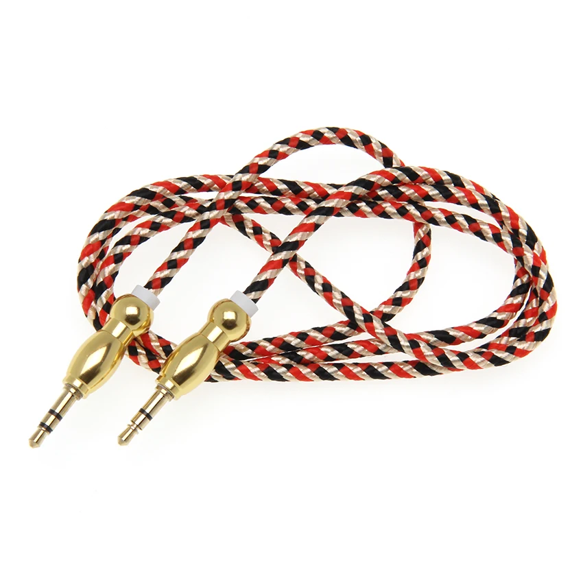 100cm Jack Audio Cable 3 5mm Gold Plug Stereo Aux Cables M M Headphone Cord for iPhone Car Speaker Earphone MP3 4