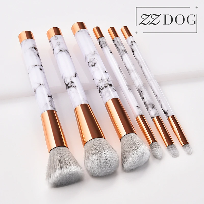 

ZZDOG 6Pcs Marble Makeup Brushes Set Professional Powder Foundation Eye Shadow Blending Eyeliner Brush Cosmetic Beauty Tools