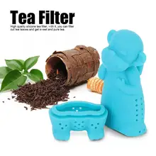 2 шт силиконовый фильтр для заварки чая в форме обезьяны из мультфильма, аксессуары для чая, красный, синий милый фильтр для чая