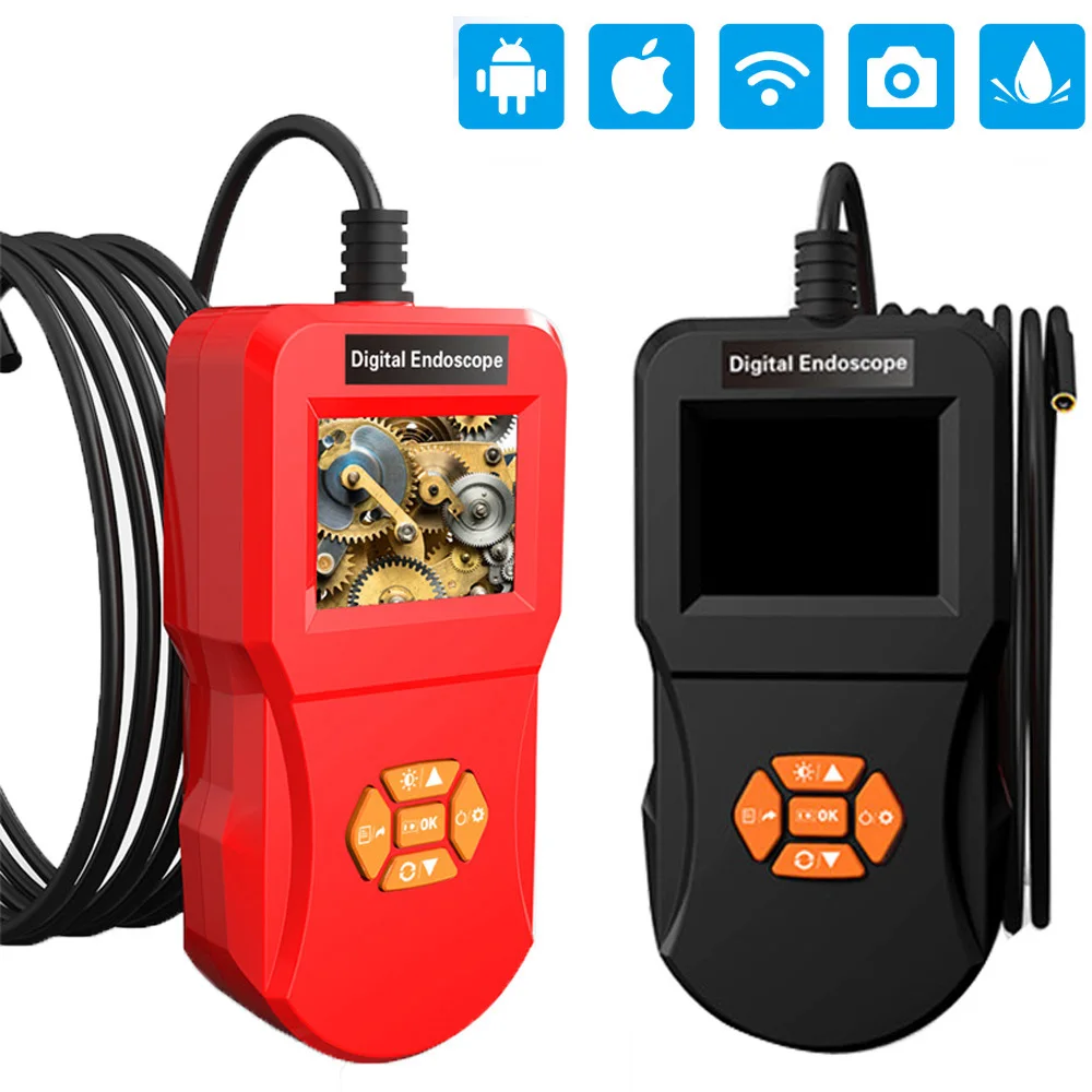 Industrial endoscope camera 1080P HD 2.4 ”IPS screen pipe drain sewer sewer inspection camera IP67 snake camera 8mm lens