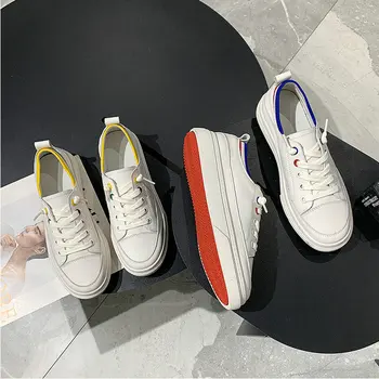 

Genuine leather sports shoes 2020 spring new casual students wild comfortable thick bottom running shoes for womem ZP-168