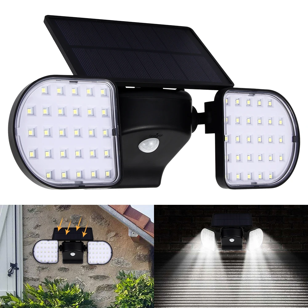 

Garden Lights Outdoor 56 LED Double Head Rotating Solar Light Waterproof Wall Lamp Landscape Street Light Human Body Sensing