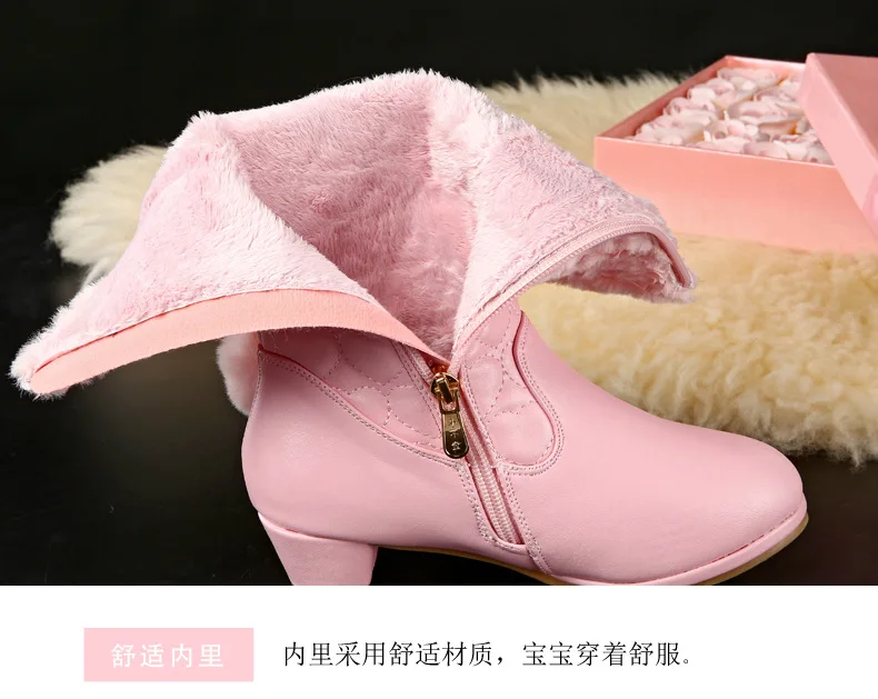 Ботинки для девочек; коллекция года; Сезон Зима; Новинка; хлопковые ботинки принцессы в Корейском стиле на плоской подошве; милые детские высокие сапоги Mao