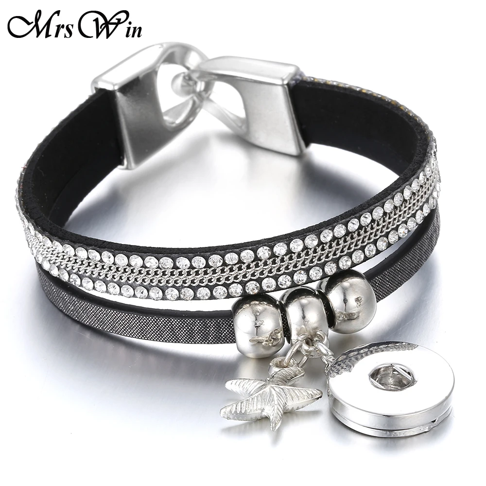 New Starfish Leather Snap Bracelet for Women Men Fit 18mm Buttons Jewelry DIY Button Bracelets | Украшения и аксессуары