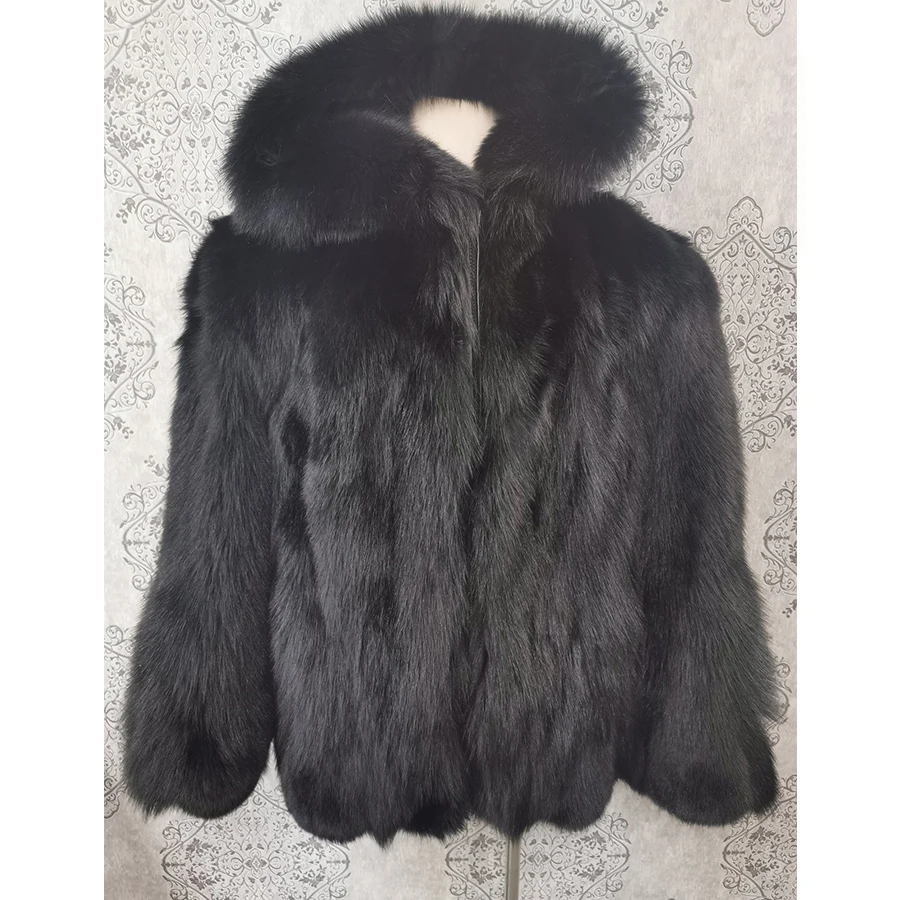 

Fur Coat Men Real Fur Jacket Fox Fur Coat Winter Hooded Warm Fashion Bomber Jacket Casual Overcoat