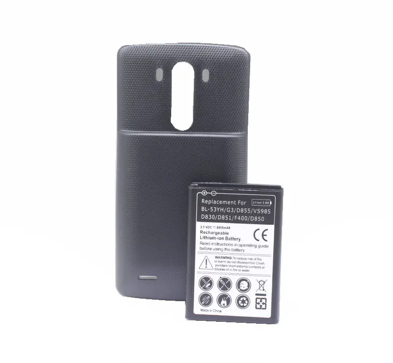 1 х 6800 мАч Расширенный аккумулятор+ 3 дополнительных цвета задняя крышка для LG G3 BL-53YH D855 VS985 D830 D850 D851 F400 расширенные батареи - Цвет: Black