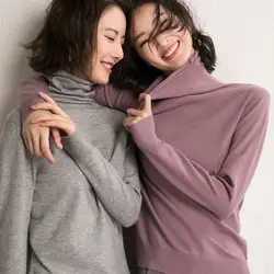 Вязаный свитер; сезон осень-зима; Популярная Корейская версия; свитер с ворсовым воротником; женская рубашка с высоким воротником