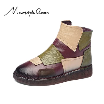 

shoes woman Autumn and Winter New Fashion women boots Leather suede bottom flat base rubber snow boots ankle Boots 2019