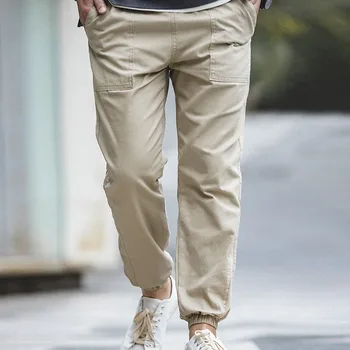 

Maden Men’s Casual Jogger Pants Ankle Pants Spring Summer Streetwear Fashion Cotton Cargo Pant Sweatpants Khaki