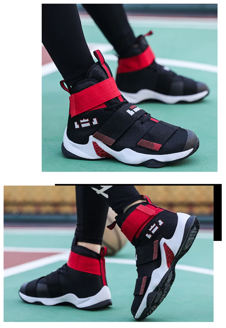 New Lebron James High Top Basketball Shoes Men Sport Sneakers Mens Breathable Air Zoom Cushion Hook Loop Male Shoes Unisex