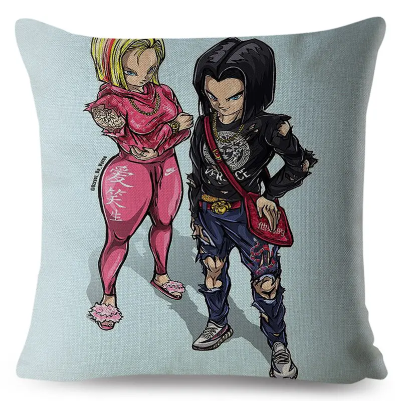 Мода Dragon Ball тату Сон Гоку наволочка домашний декор чехол для подушки с мультяшным принтом японские подушки с аниме чехол для дивана 45*45 см - Цвет: 2