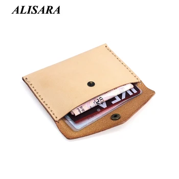 

Genuine Leather Credit Card Wallets Handmade ID/Bus Card Case Top-end Cowhide Simple Coin Pouch Mini Wallet Small Money Purses