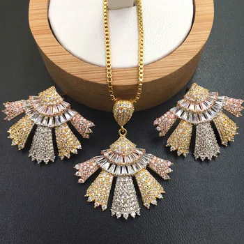 

Zlxgirl Hollow Simpleness Geometry circle Micro inlay Necklace with Earrings wedding jewelry sets couple pendant