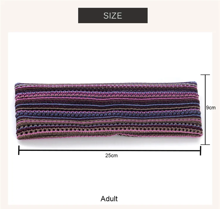 Geebro Vintage Multicolor Streifen Sport Haarband Für Männer Frauen Spezielle Desgin Outdoor Stirnband Böhmen Flache Stirnband Elastische – Detail 4