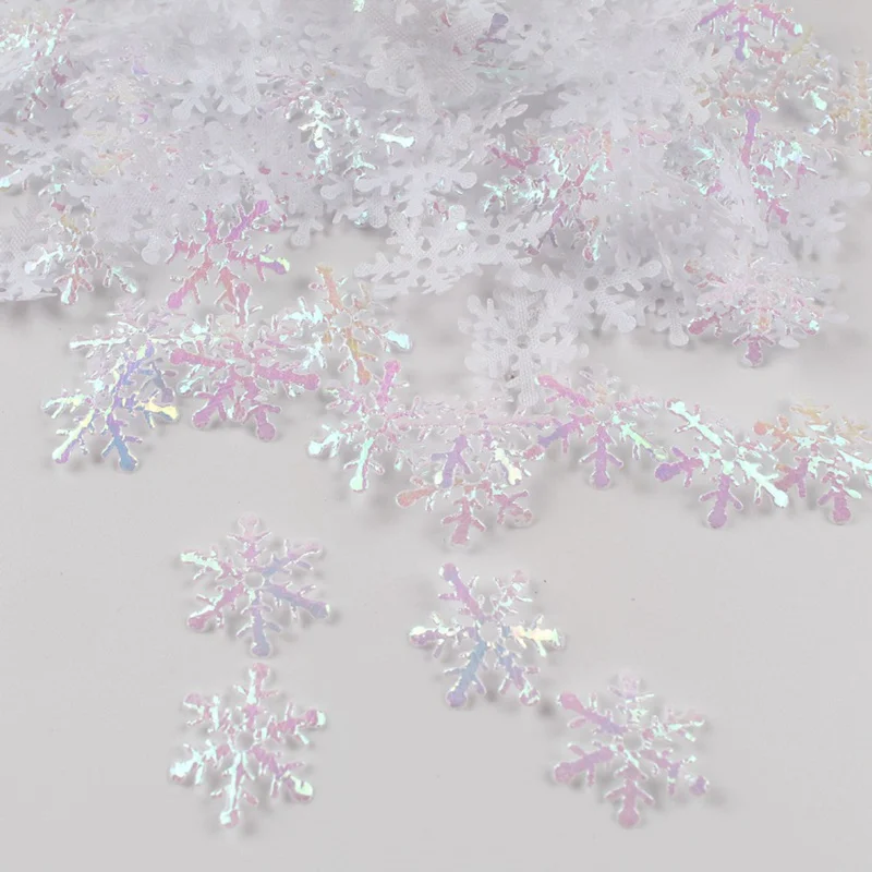 300 шт пластиковые рождественские пуговицы Снежинка Скрапбукинг натальные украшения Рождественские украшения для дома искусственный снег и снежинки - Цвет: WT