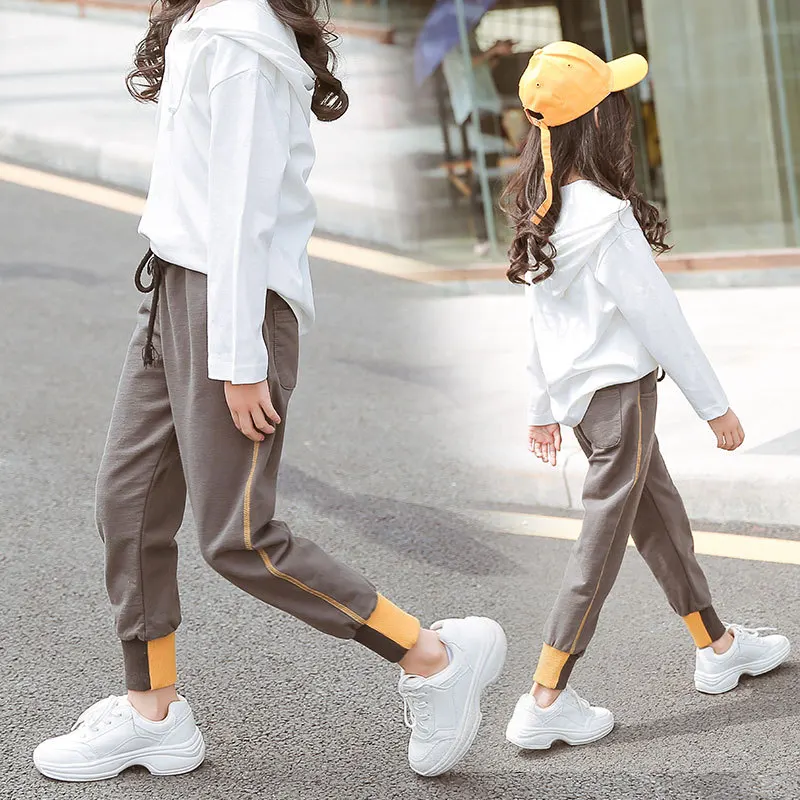 Girls Sports Pants Spring And Autumn New Style Middle And Large Children Harem Pants Western Style Autumn And Winter plus V