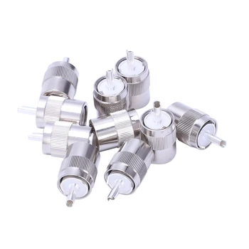 

10pcs Connector UHF male PL259 plug solder RG8 RG213 LMR400 7D-FB cable silver