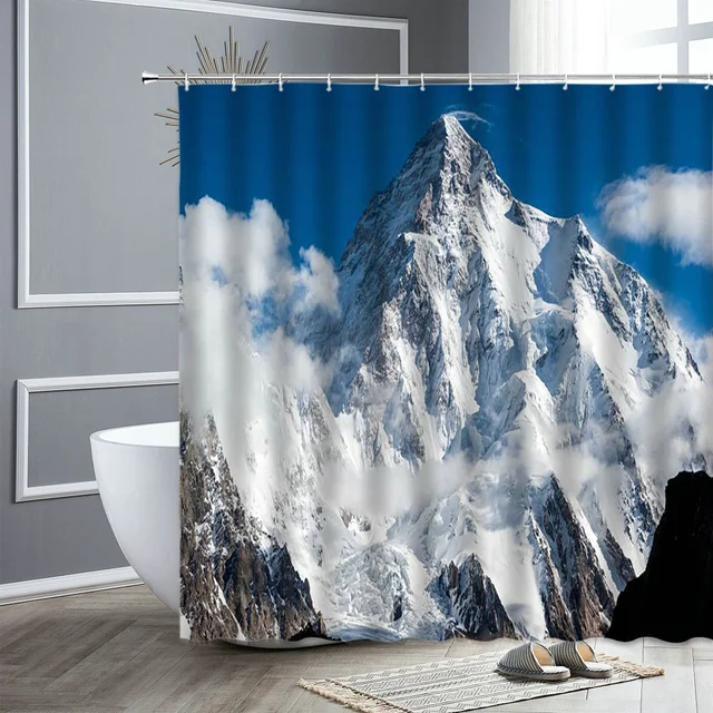Fantastic Evening Winter Landscape Sunset Snowy Mountain Shower Curtain