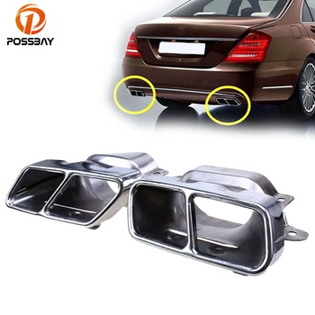 

POSSBAY Car Rear Square Exhaust Pipe Tail Muffler Tip for Mercedes Benz S-Class (W221) 2005-2013 Tail Throat Exhaust Pipe