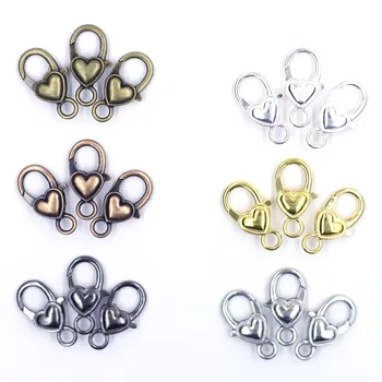 

Lobster Clasps Silver Bronze Gunmetal Heart For Bracelets Necklaces Hooks Chain Closure Findings Accessories For Jewelry 100Pcs