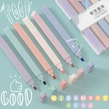 Stylos surligneurs à Double pointe, marqueurs de simplicité, couleur Macaron, Manga, Midliner, pastels, ensemble de papeterie, 6 pièces