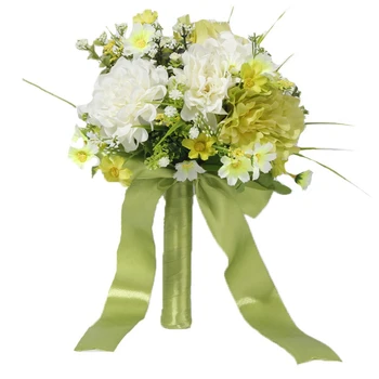 

Bride 'S Holding Flowers,Romantic Wedding White Green Flower Bouquet,Bridesmaid Wedding Photo Props Green