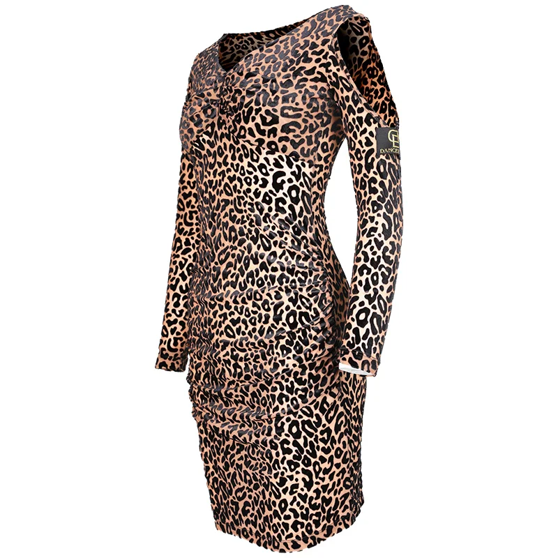 Многоцветный Sexy Latin Dress Women Leopard Print Cha Cha Tango Salsa Samba Rumba Ballroom Practice Dancing Wear Performance Clothes DC3013 - Цвет: Многоцветный
