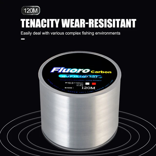 Filo da pesca da 120M rivestimento in fibra di carbonio cavo in Nylon  trasparente Fluorocarbon filo da pesca forte 0.2-0.6mm 3.25-21.5kg -  AliExpress