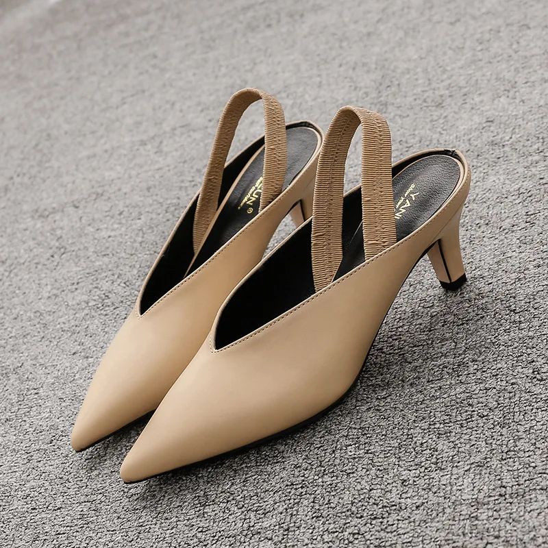 

Fashion Leisure Closed Toe Sandals Women Thin Heels Low Ankle Wrap Back Strap Sandals Summer Casual Elastic Band Shoes