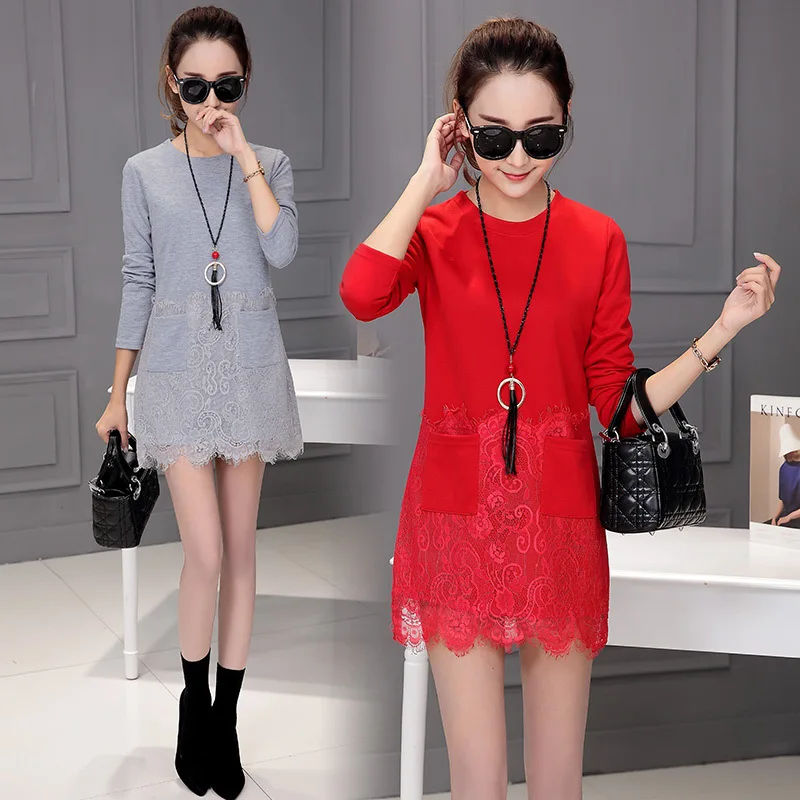 

Photo Shoot Lace Dress Slimming New Style Korean-style Slim Fit Slimming Autumn Base Skirt-Style WOMEN'S Dress Fashion