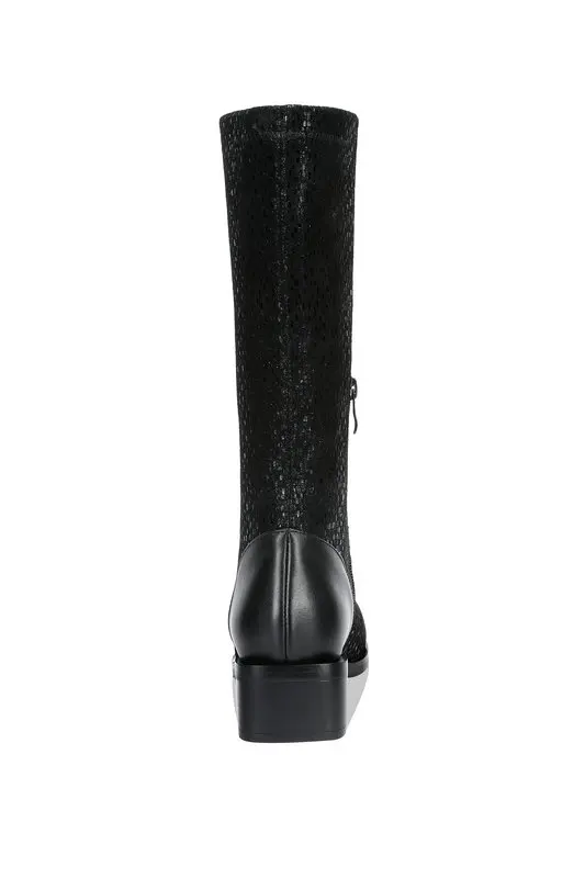 Salu Mixed Colors Real Leather Women Knee High Boots Warm High Heels Night Club Sheos Woman Classic Big Size Western Boots