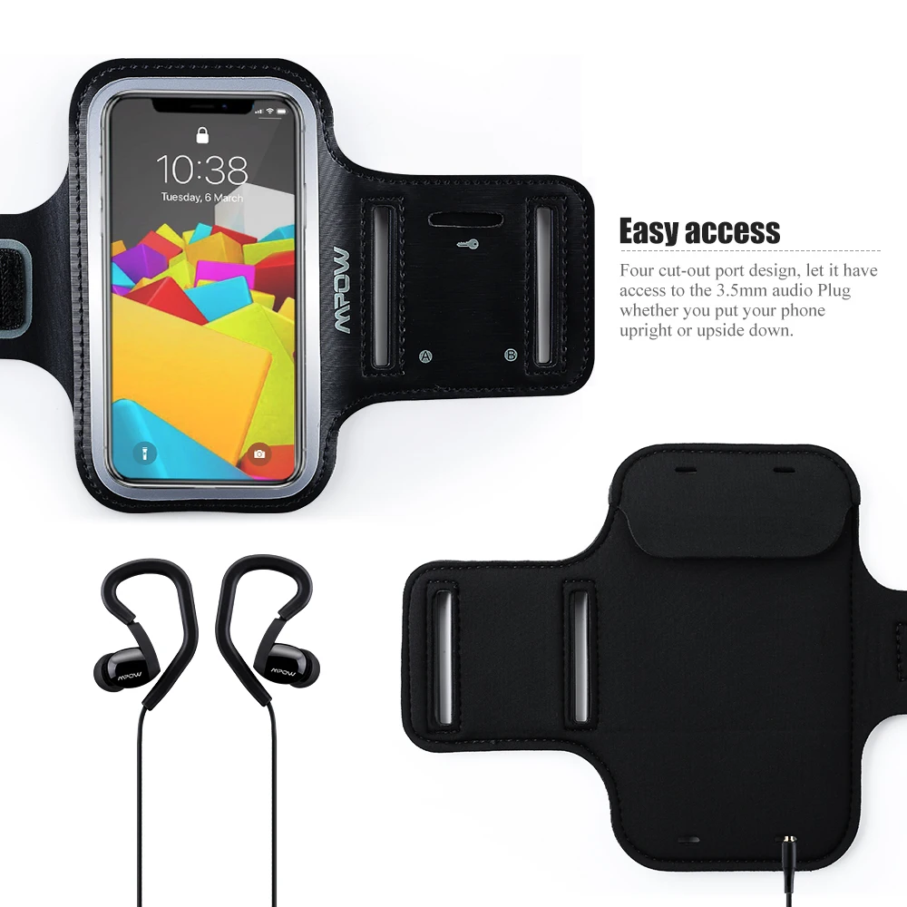 Mpow MSA4 Phone Armband Case For iphone 7 Sport Running Sweatproof Armband Case Key Holder For iPhone X 8 7 Huawei Samsung S5 (3)