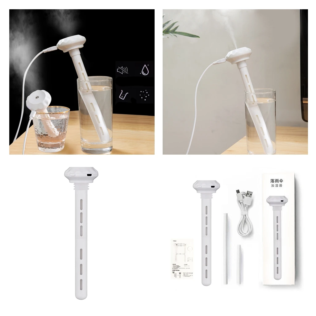 2Pcs USB Air Humidifier In-bottle Mist Maker Stick LED Light For Home Office