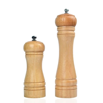 

2Pcs Salt and Pepper Mills, Solid Wood Pepper Mill with Strong Adjustable Grinder - Kitchen Tools