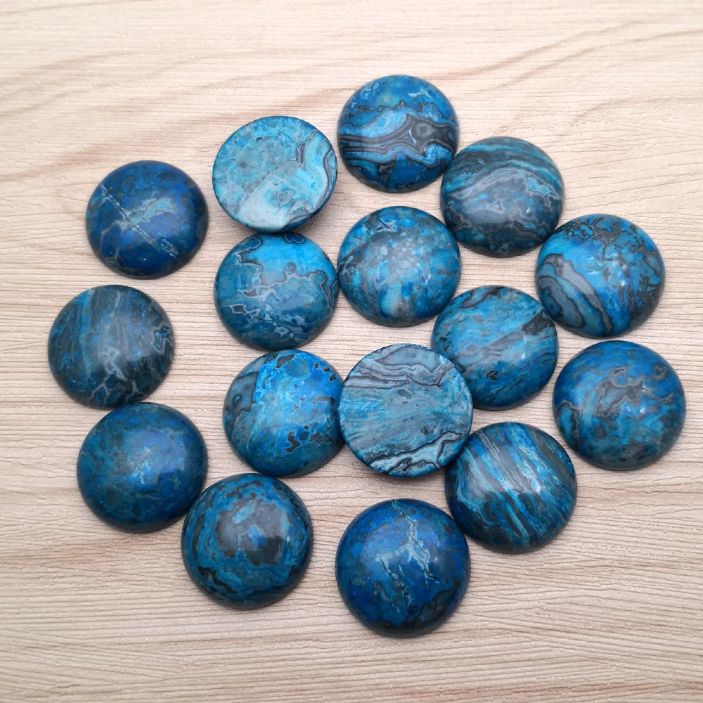 10pcs blue agates 25MM round Cabochon Natural Stone Beads for DIY Jewelry Making Necklace Good quality ring Earrings no hole | Украшения и