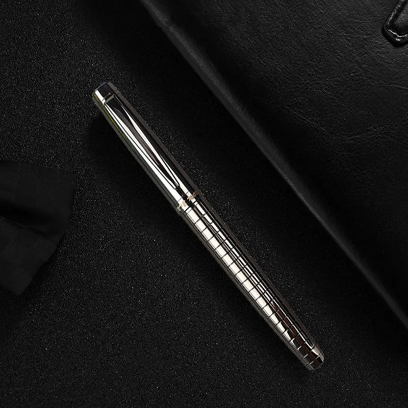 Business Metal Ballpoint Pen Matte Silver Roller Ballpen Writing Stationery Gift