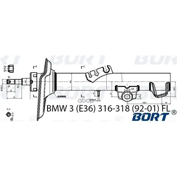 

Suspension shock absorber per L gasмасл BMW 3 E36 316-318 92-01 FL Bort art. G22052001l