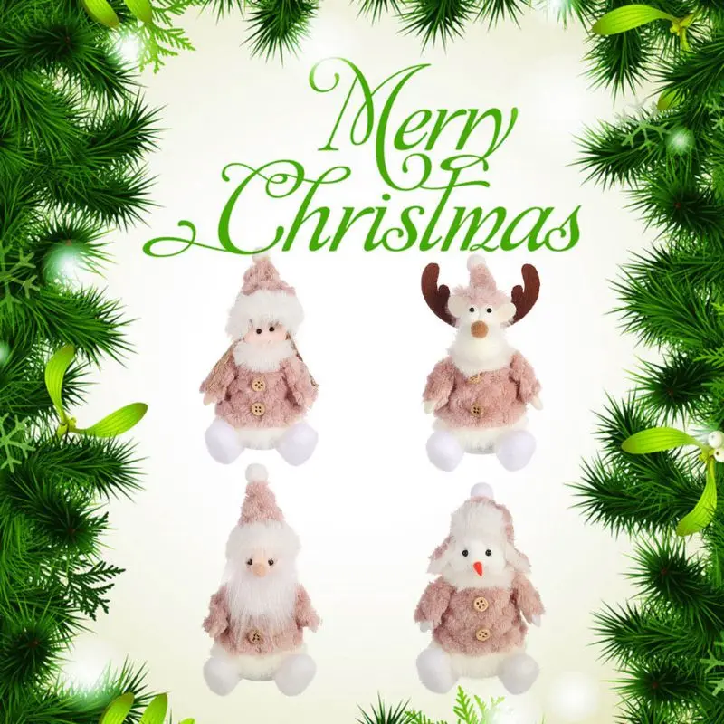 

4pcs/set Christmas Gift Santa Claus Snowman Elk Angel Doll Ornament Festival Party Xmas Table Decor Children Toy X4YD