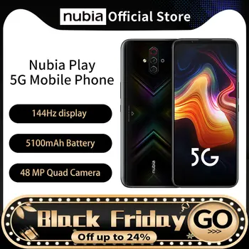 

Original Nubia Play 5G Mobile Phone 6.65'' AMOLED 144Hz 8GB 128GB Snapdragon 765G Dual Band 30W Quick Charger 48MP Quad Cameras