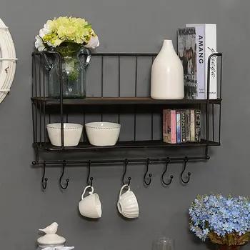 

New Kitchen Good Helper Utensils Iron Storage Rack Organizer with Hooks Cups Multi Function Spice Holder Tools