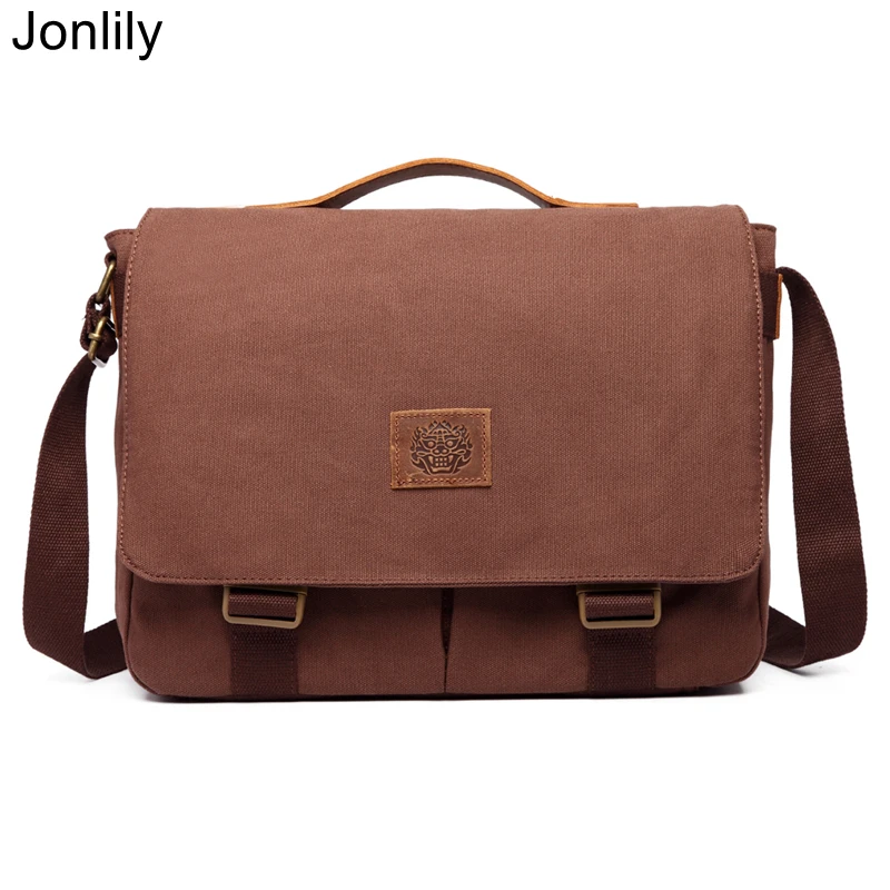 

Jonlily Men's Vintage Canvas Shoulder Bags Male Messenger Crossbody Bag Casual Business Commter Bag Teens School Bag -KG371