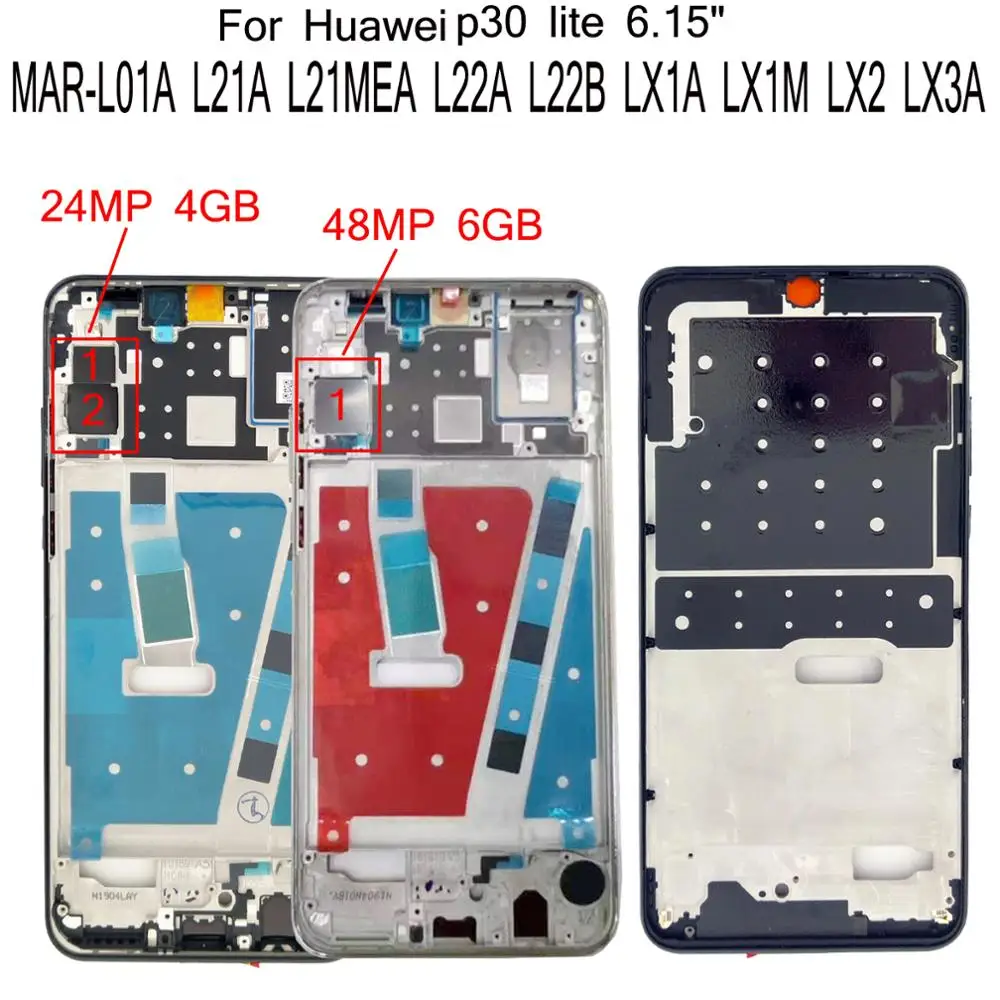 Новинка 100% для Huawei P30 Lite Nova 4E MAR-L01A L21A L21MEA L22A L22B LX1A LX1M LX2 LX3A корпус переднего и