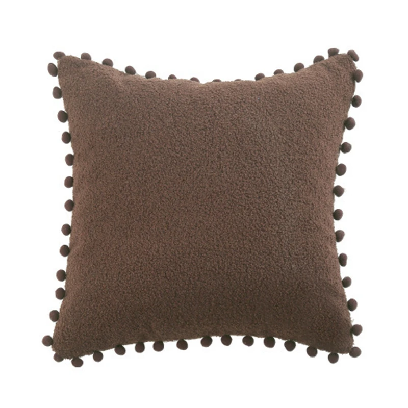 

2022 Boho Decorative Throw Pillow Covers with Pom-poms Fuzzy Curly Cashmere Winter Christmas Home Decor Cushion Cases