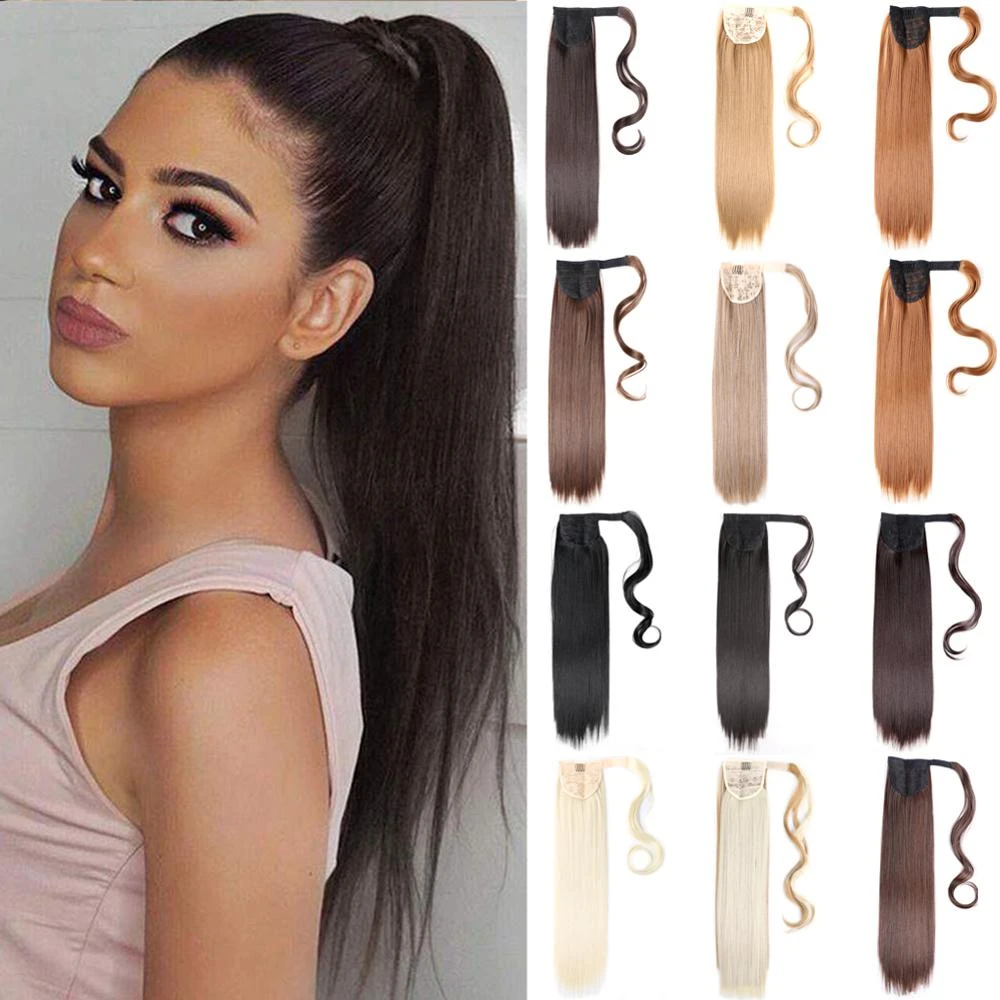Mtmei Hair Long Straight Wrap Around Clip In Ponytail Hair Extension Heat  Resistant Synthetic Pony Tail Fake Hair Natural Wavy - Synthetic  Ponytails(for White) - AliExpress