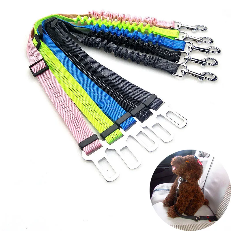 

Pet Supplies Vehicle Car Pet Dog Seat Belt Adjustable Elastic Reflective Belt for Dog Safety Traction Harness