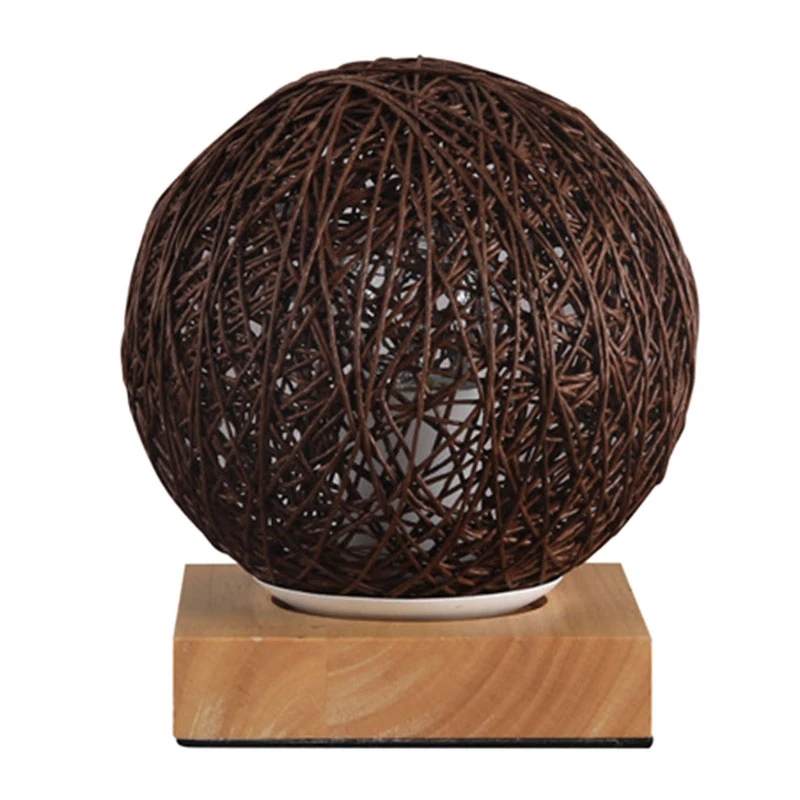 

Usb LED Table Lamps Wooden Dimmable Rattan Ball Bulb Home Decor wood color