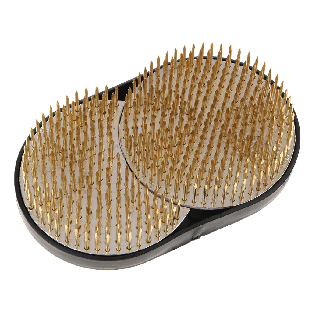 Metal Spike Flower Frog Kenzan with Sturdy Rubber Base Floral Art - Moon and Sun Shape