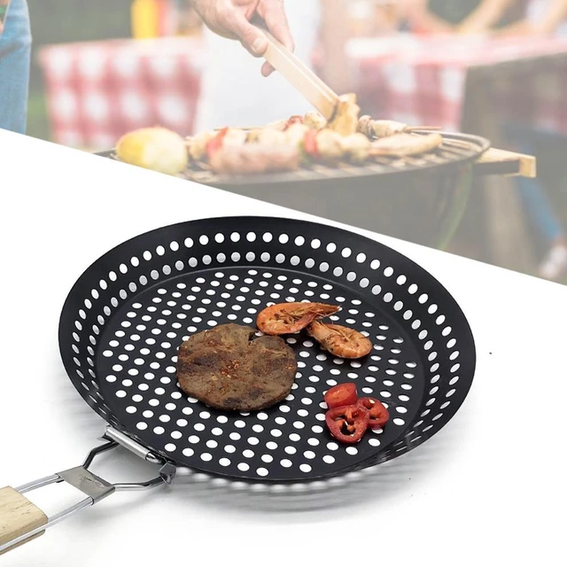 High-Quality BBQ Grill Pan Stainless Steel Round Grill Basket With