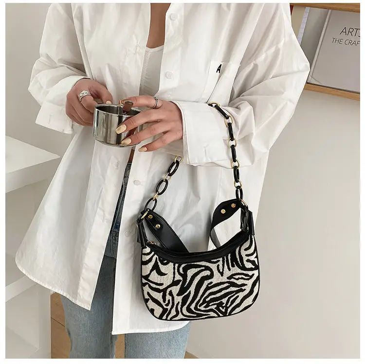 bolsa de mão feminina estampa zebra em couro bolsa de ombro fashion retrô para estilo compras ulzzang